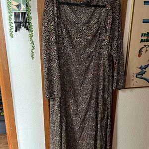 ASOS Leopard Print Long Sleeve Dress with slit